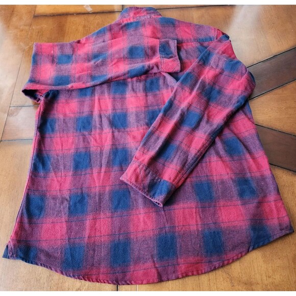 Burnside Flannel Long Sleeve Button Down Plaid Men Shirt Size M - Picture 10 of 12